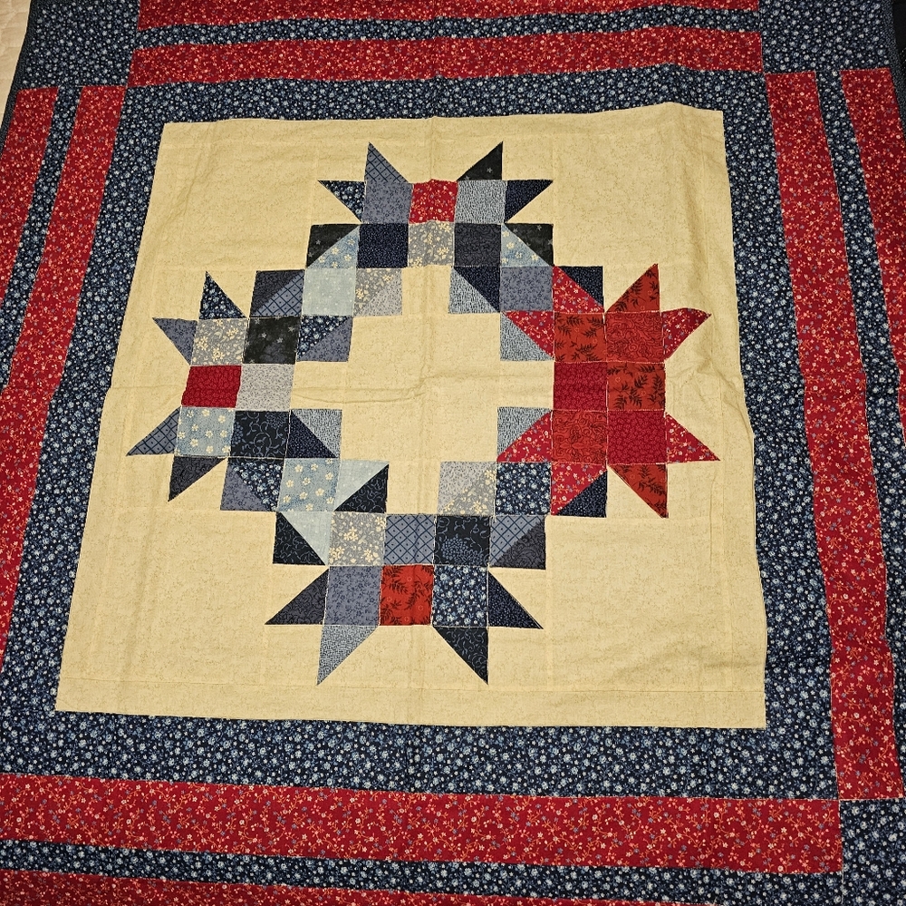 Handmade Quilted Star Pattern Blanket
